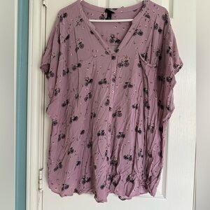 Torrid 4 Pink Bicycle Print ss Challis Dolma Shirt